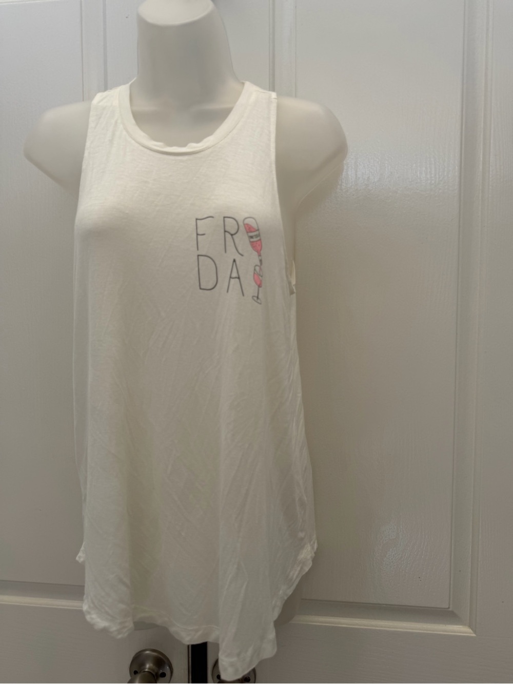 Fifth Sun Cream "FRiDAY” Graphic Tank Top Sz S - Picture 2 of 3